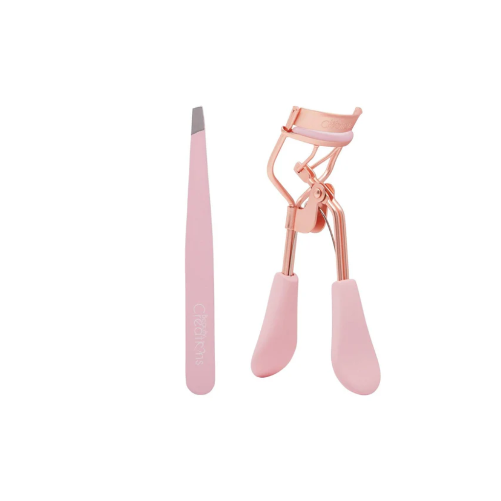 Set de rizador y pinzas de pestañas rosa